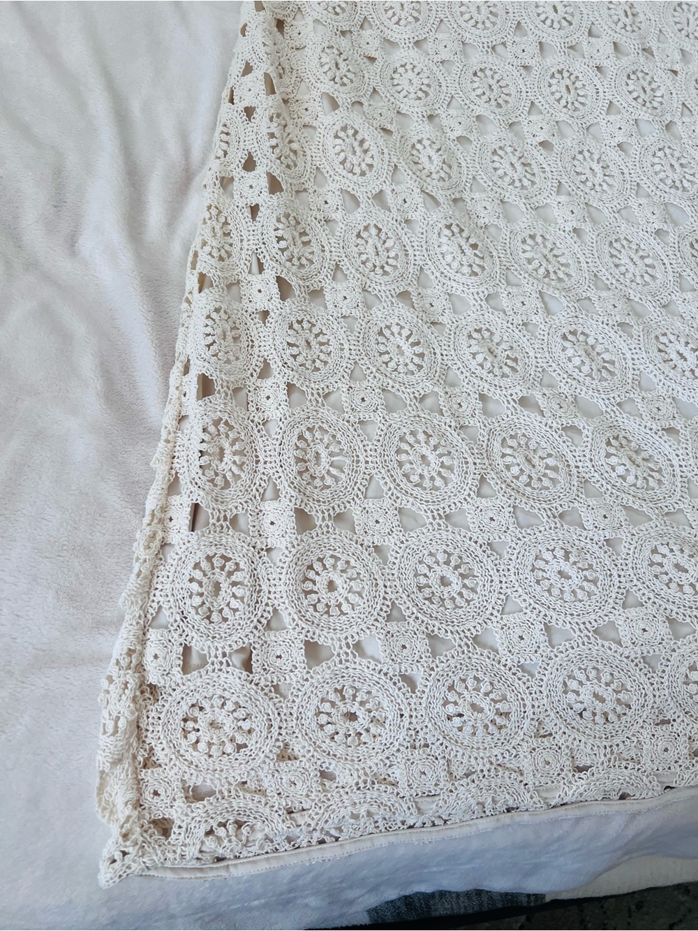 Vince Camuto Ivory Crochet Lace Maxi Dress Lined Sleeveless XL Boho Wedding - Picture 9 of 11